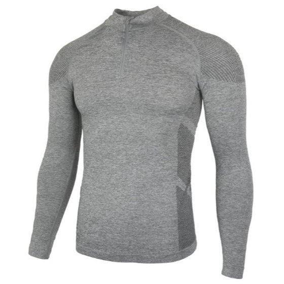 Slim Fit Long Sleeve Half-Zip Training Shirt with Textured Pattern