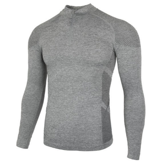 Long Sleeve Half-Zip Training Shirt with Textured Pattern - Ahaselected