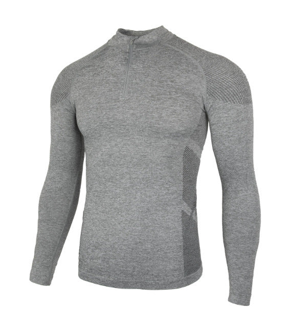 Long Sleeve Half-Zip Training Shirt with Textured Pattern - Ahaselected