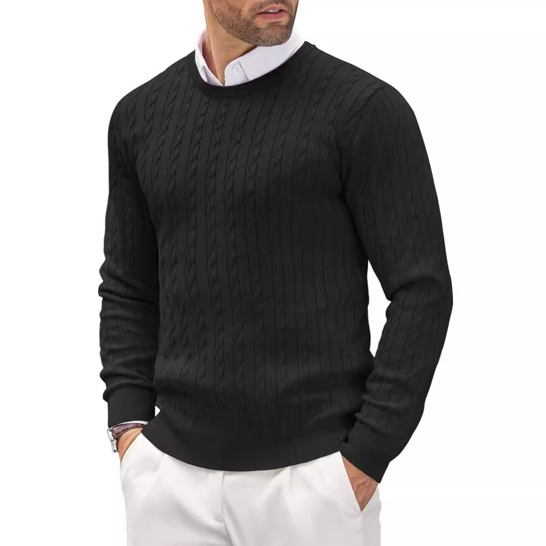 Men’s Cable Knit Crewneck Sweater - Ahaselected