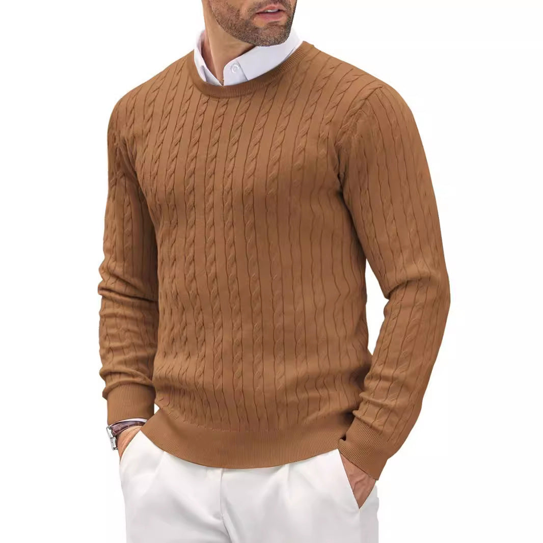 Men’s Cable Knit Crewneck Sweater - Ahaselected