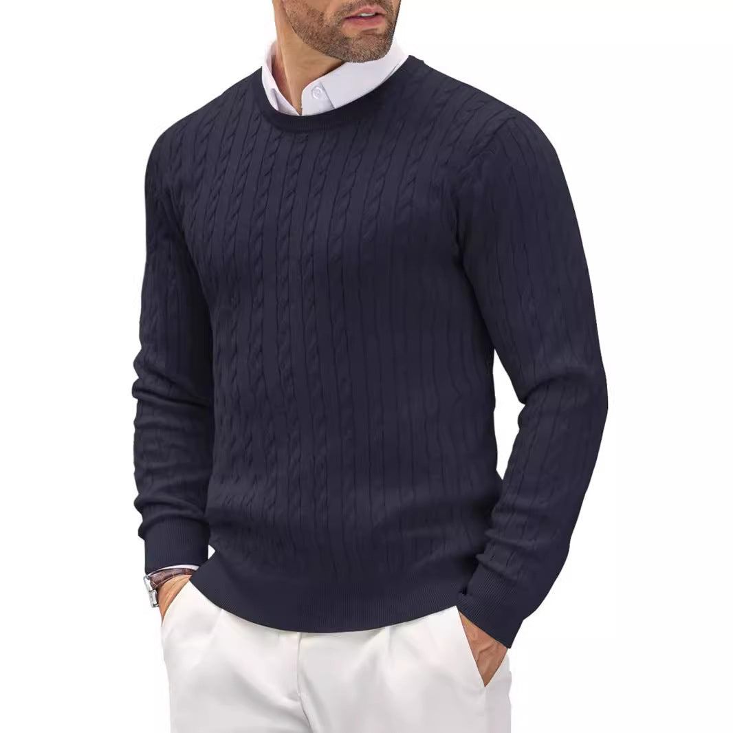Men’s Cable Knit Crewneck Sweater - Ahaselected