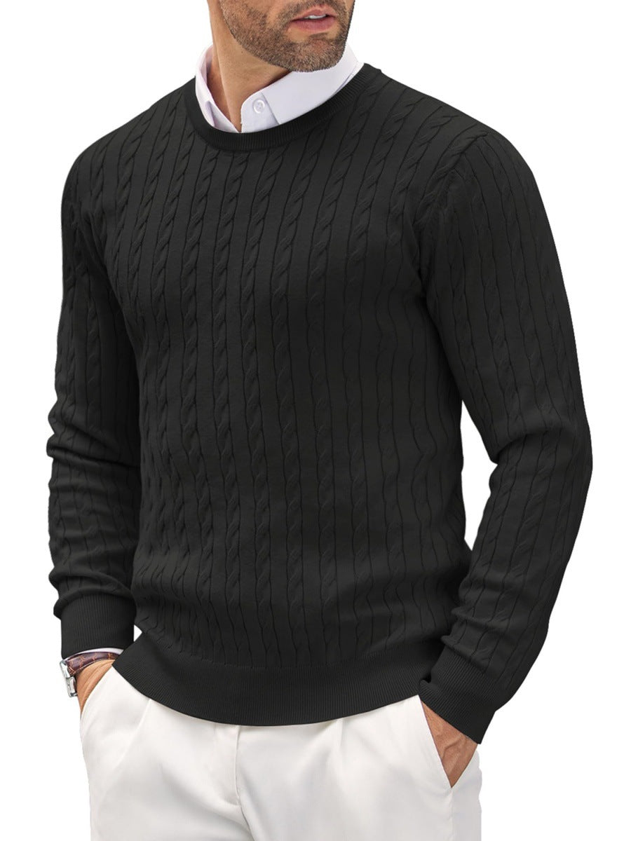 Men’s Cable Knit Crewneck Sweater - Ahaselected