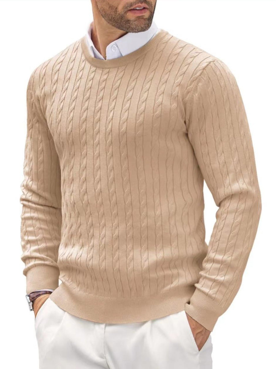 Men’s Cable Knit Crewneck Sweater - Ahaselected