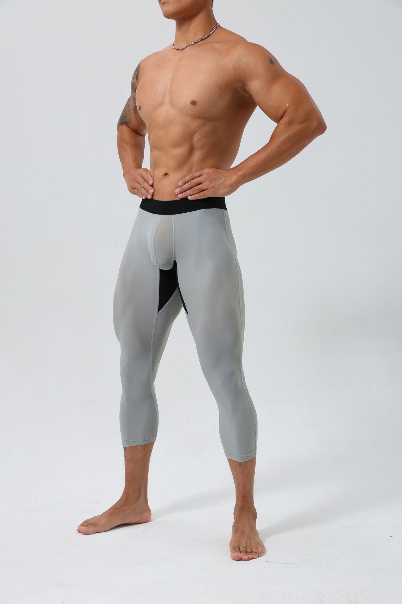 Men’s 3/4 Lightweight Compression Training Leggings-thumbmail-4