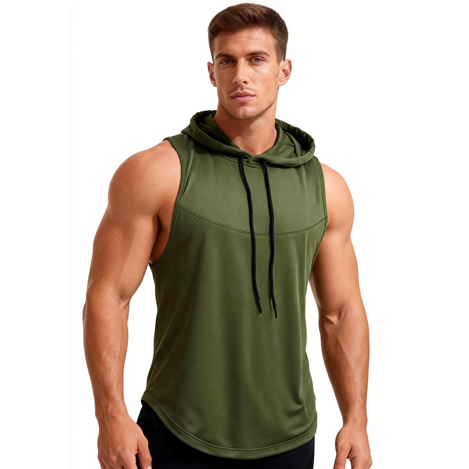 Men’s Muscle Fit Training Hoodie Tank-thumbmail-5