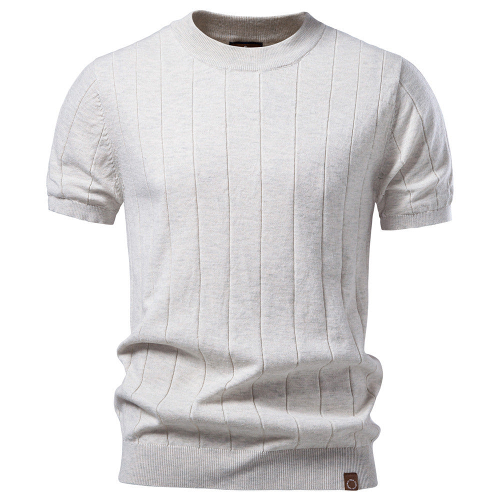 Klassisches geripptes Herren-T-Shirt aus Baumwollstrick