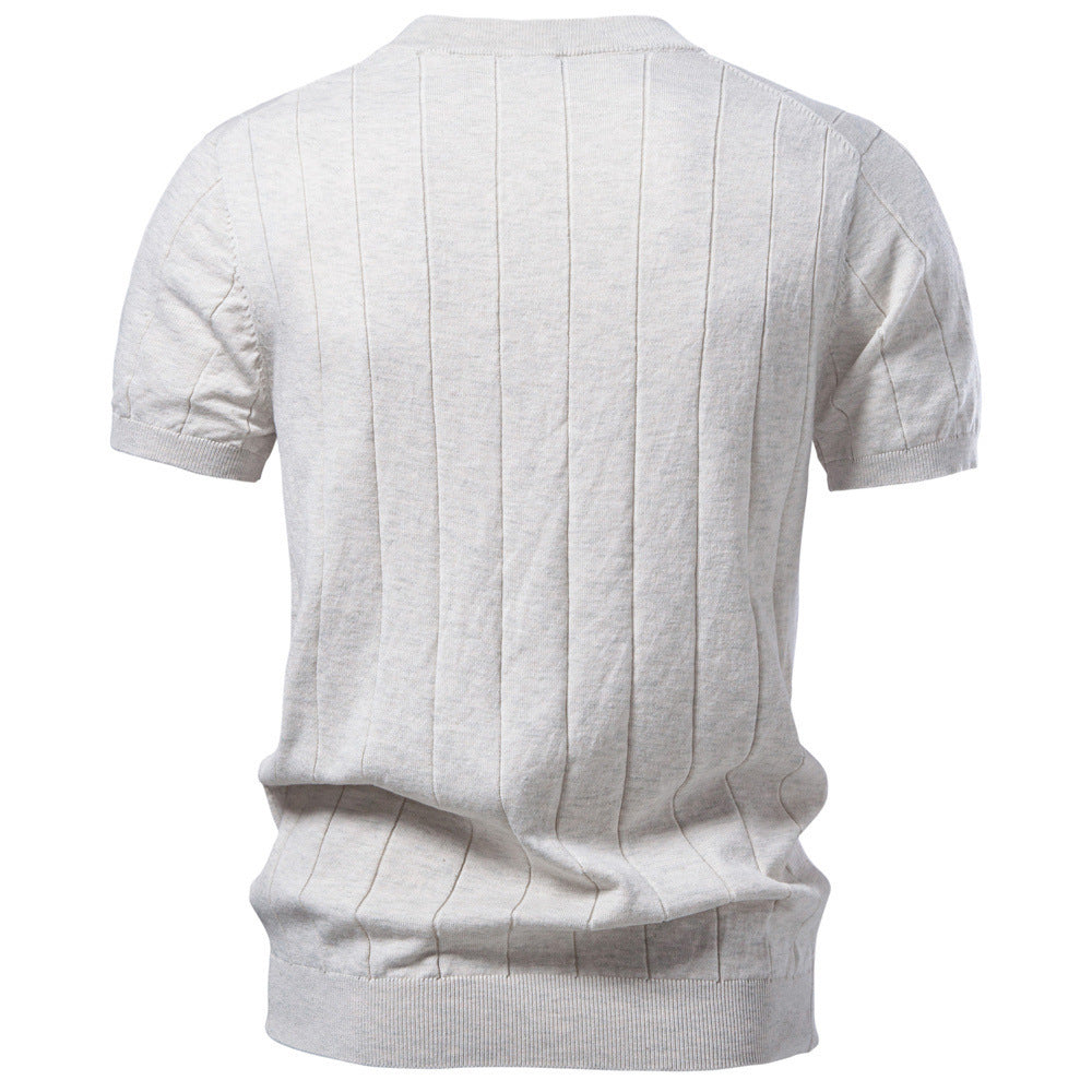 Camiseta clásica de punto de algodón acanalado para hombre-thumbmail-3