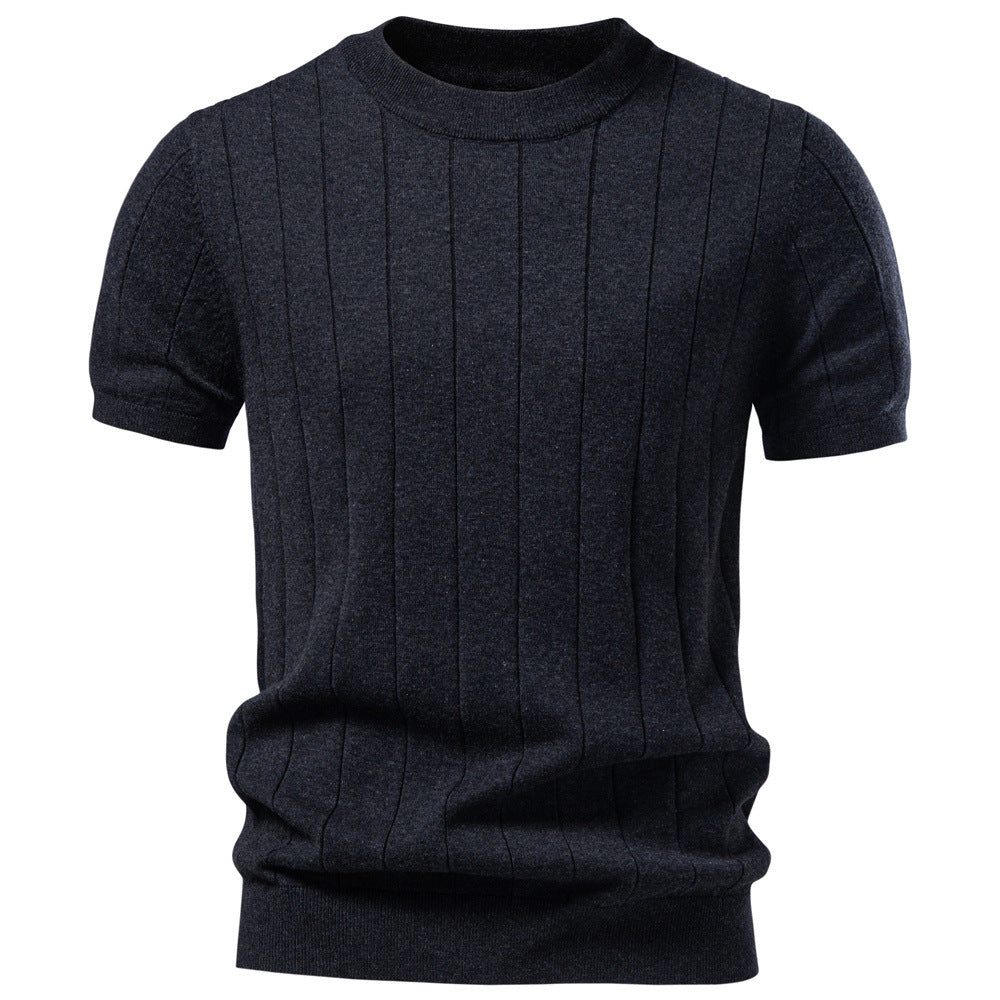 Camiseta clásica de punto de algodón acanalado para hombre-thumbmail-23
