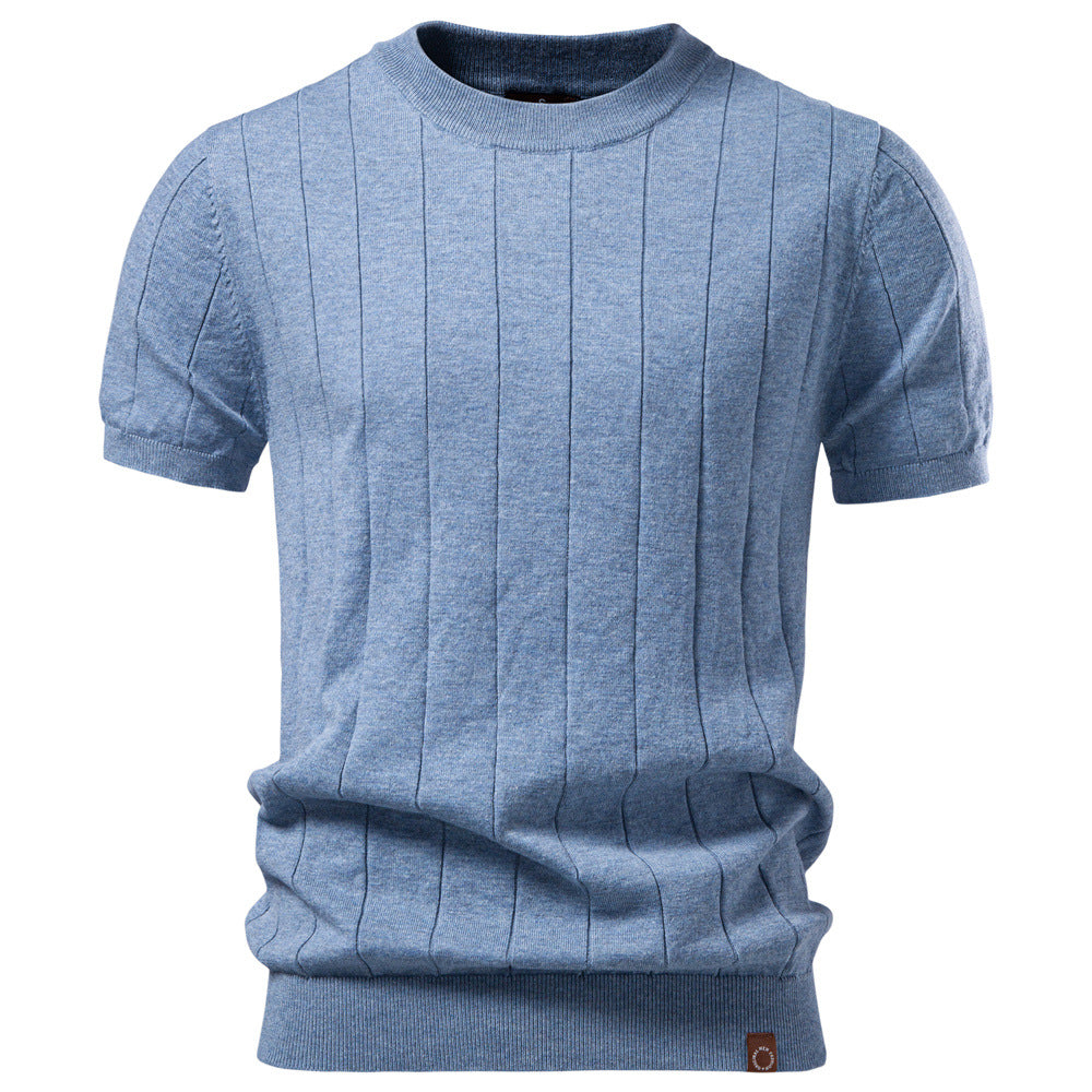 Camiseta clásica de punto de algodón acanalado para hombre-thumbmail-17
