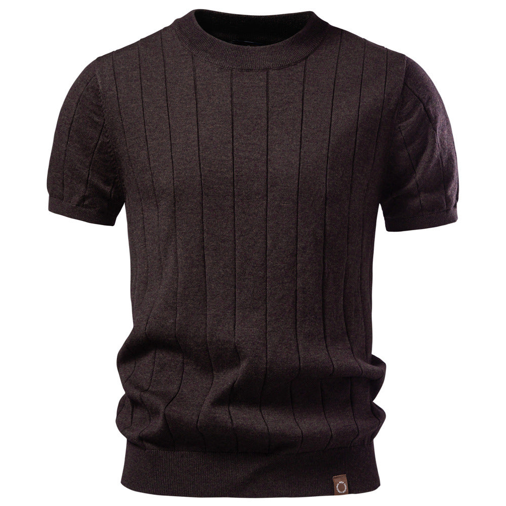 Camiseta clásica de punto de algodón acanalado para hombre-thumbmail-11