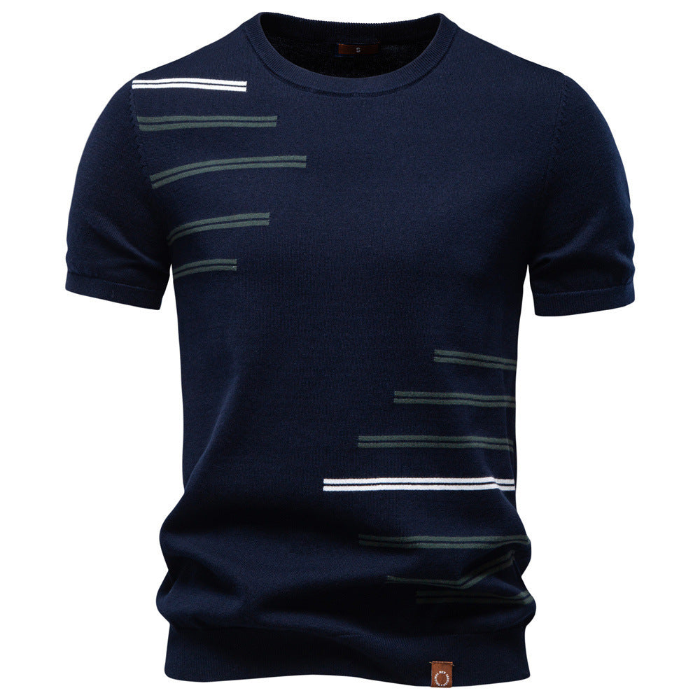 Gestricktes Herren-T-Shirt mit gestreiften Akzenten