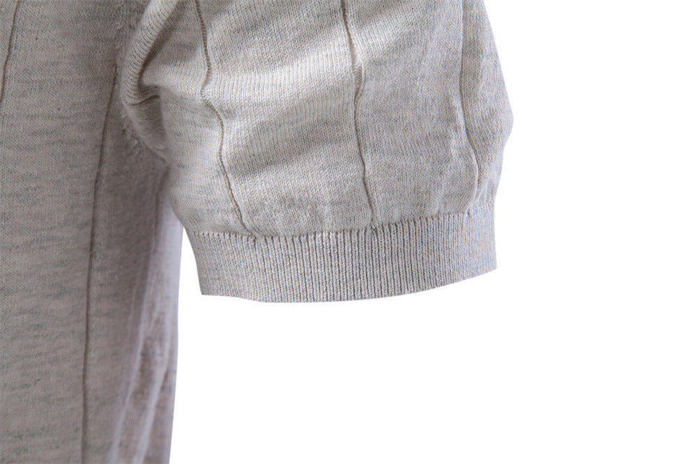 Camiseta clásica de punto de algodón acanalado para hombre-thumbmail-6