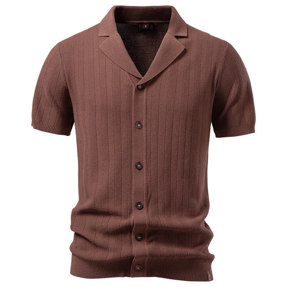 Men’s Textured Knit Button Polo