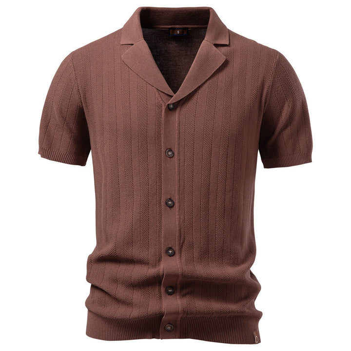 Men’s Textured Knit Button Polo