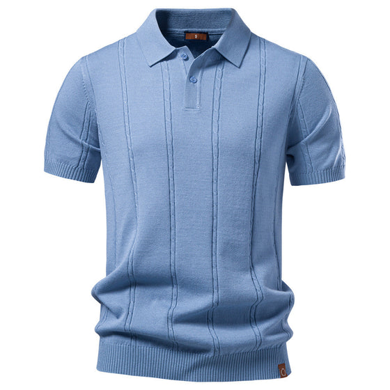 Men’s Refined Ribbed Knit Polo Shirt
