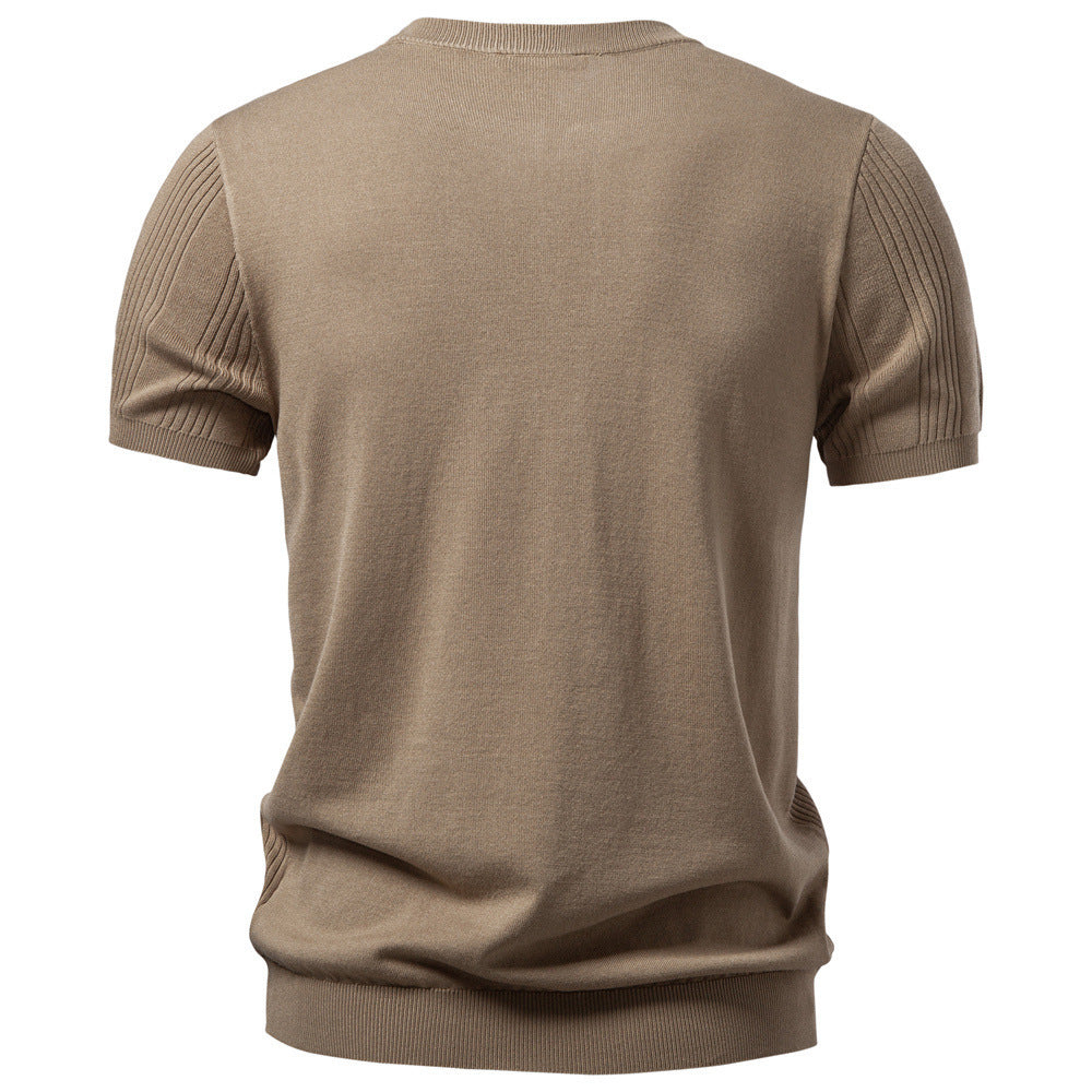 Men’s Classic Ribbed Knit Henley Shirt-thumbmail-3