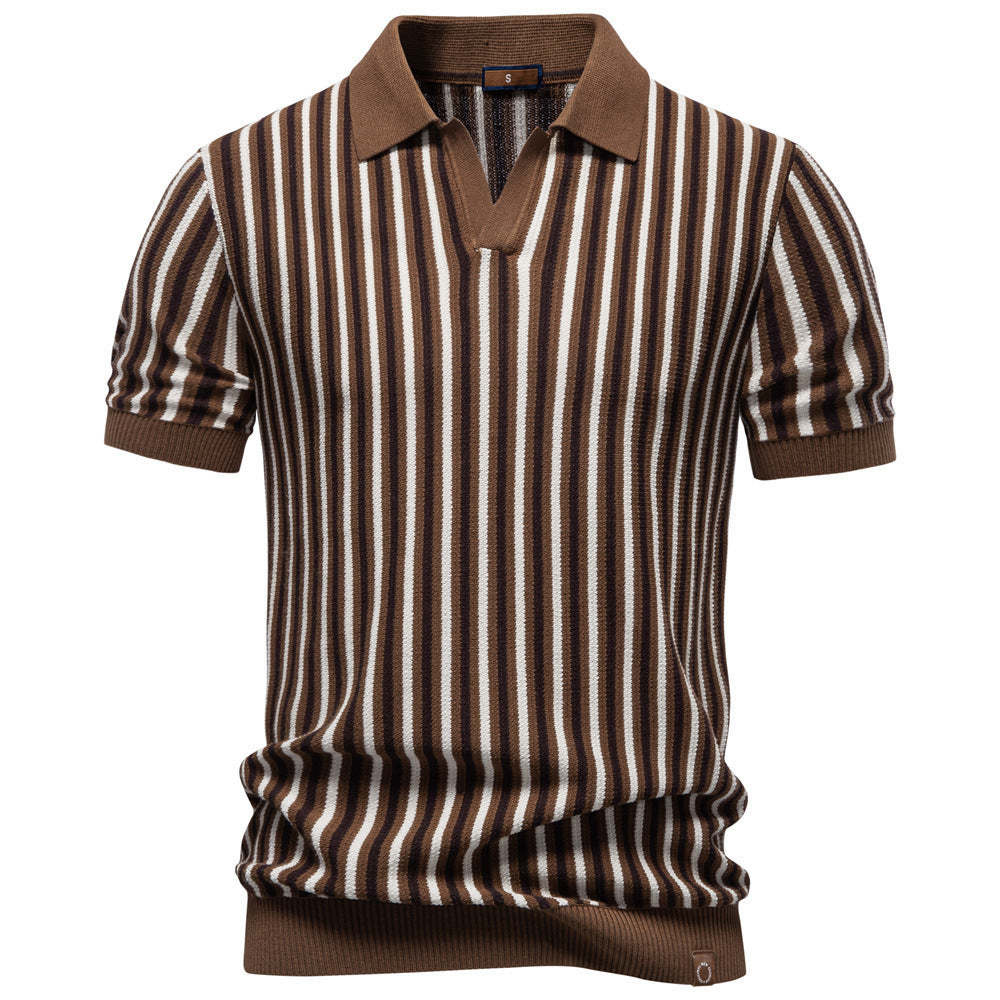 Men’s Vintage Stripe Knit Polo Shirt-thumbmail-3