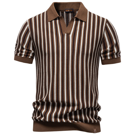 Men’s Vintage Stripe Knit Polo Shirt