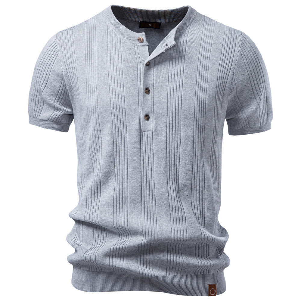 Men’s Classic Ribbed Knit Henley Shirt-thumbmail-11