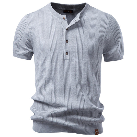 Men’s Classic Ribbed Knit Henley Shirt