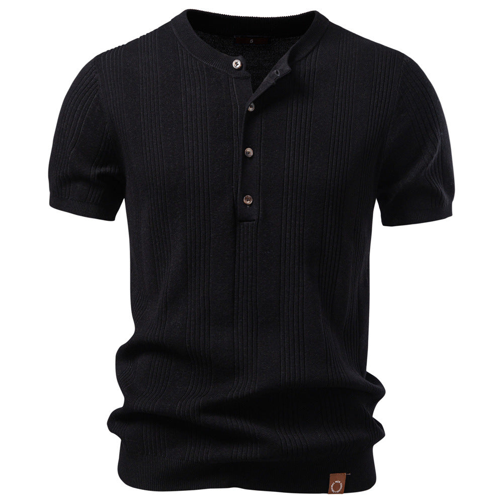 Men’s Classic Ribbed Knit Henley Shirt-thumbmail-18