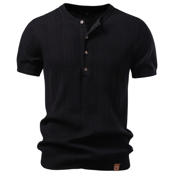 Men’s Classic Ribbed Knit Henley Shirt
