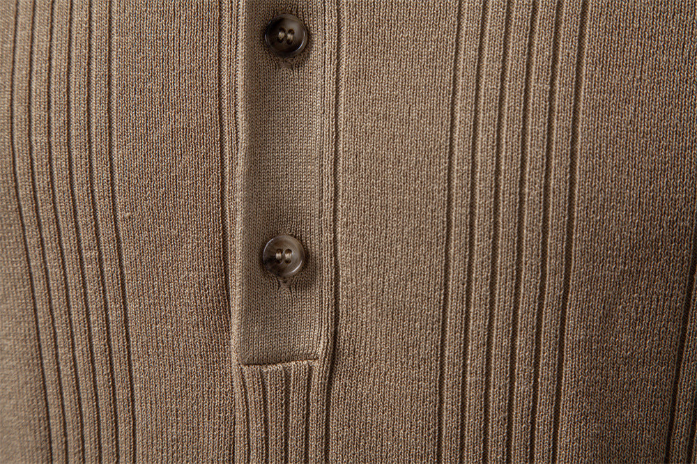 Men’s Classic Ribbed Knit Henley Shirt-thumbmail-4