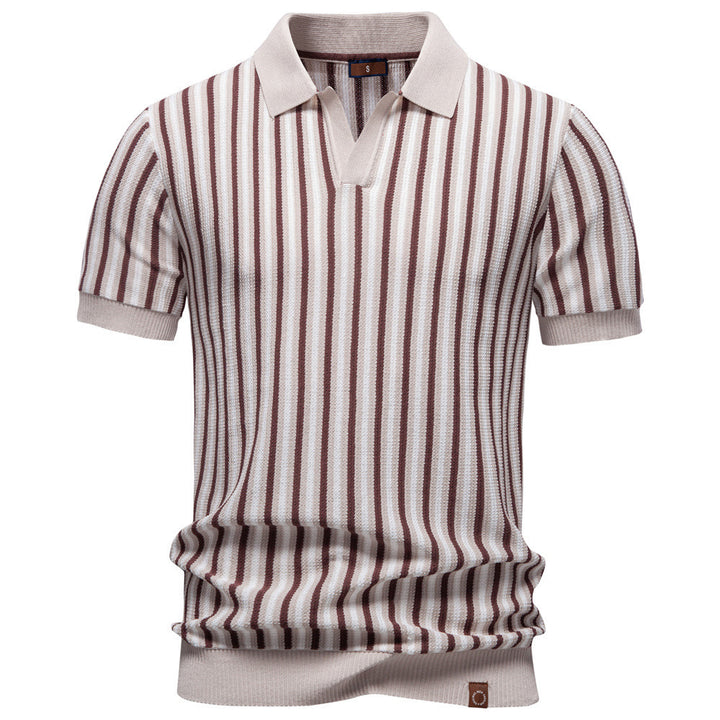 Men’s Vintage Stripe Knit Polo Shirt