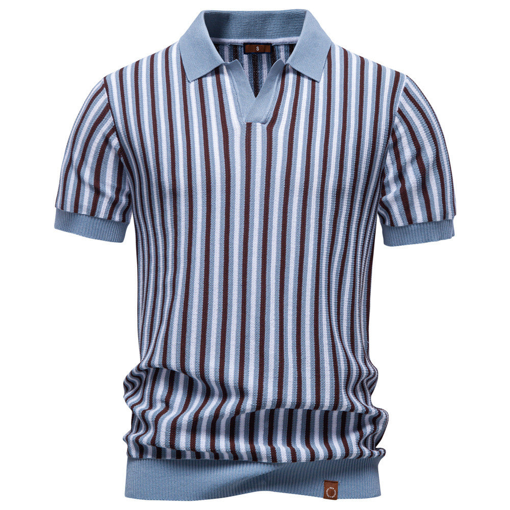 Men’s Vintage Stripe Knit Polo Shirt-thumbmail-12