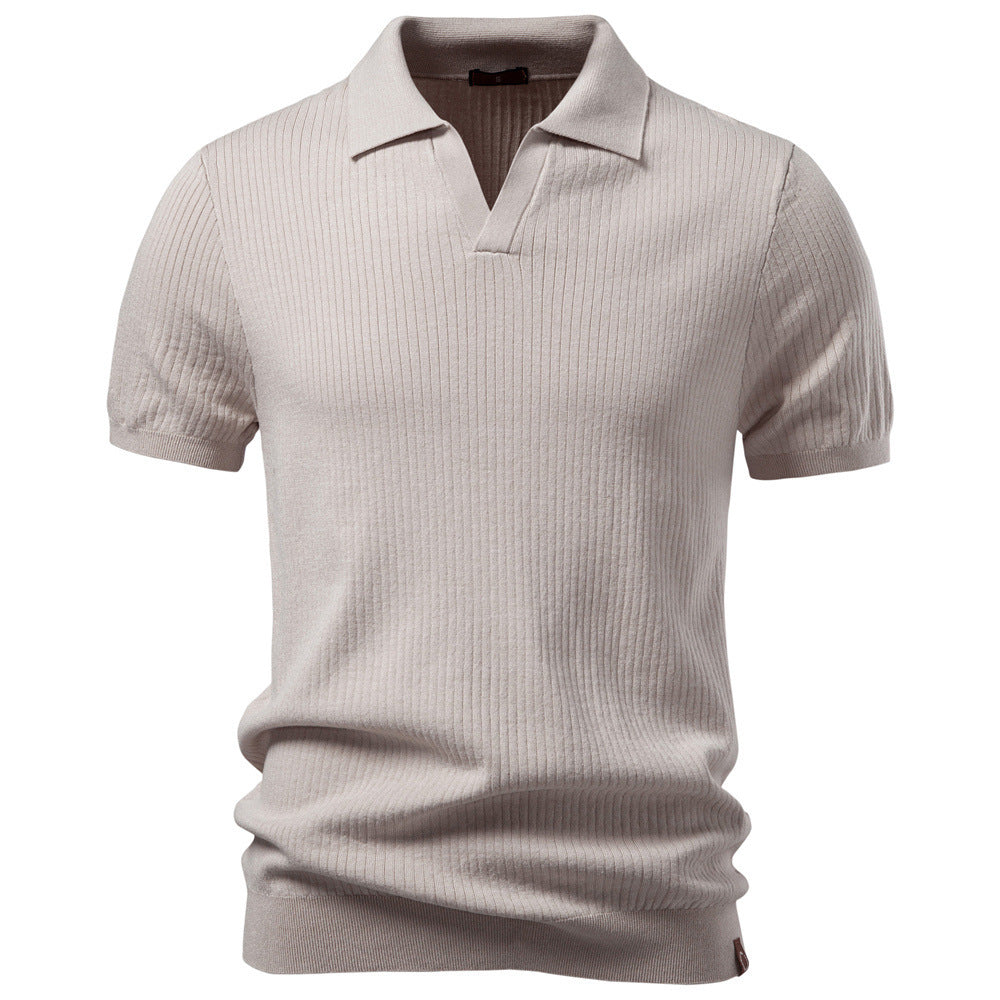 Men’s Classic Ribbed Knit Polo Shirt-thumbmail-10