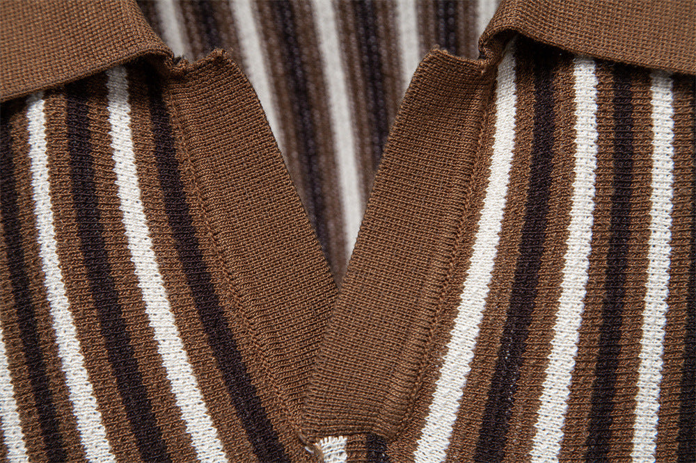 Men’s Vintage Stripe Knit Polo Shirt-thumbmail-5