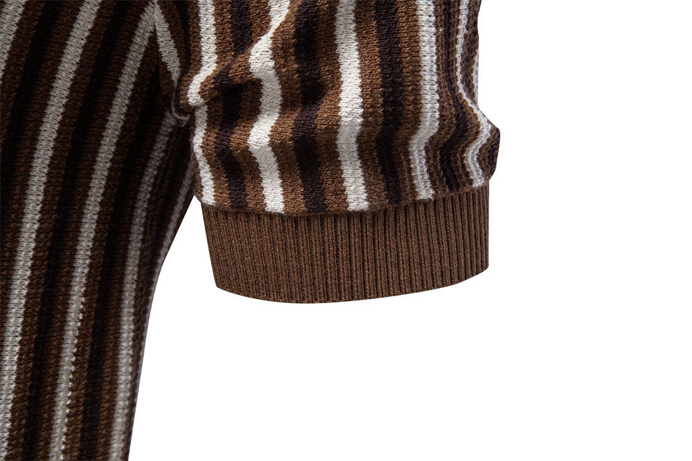 Men’s Vintage Stripe Knit Polo Shirt-thumbmail-10