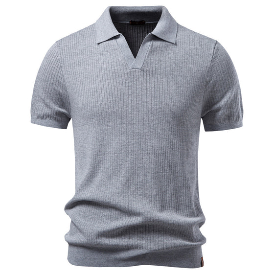 Men’s Classic Ribbed Knit Polo Shirt