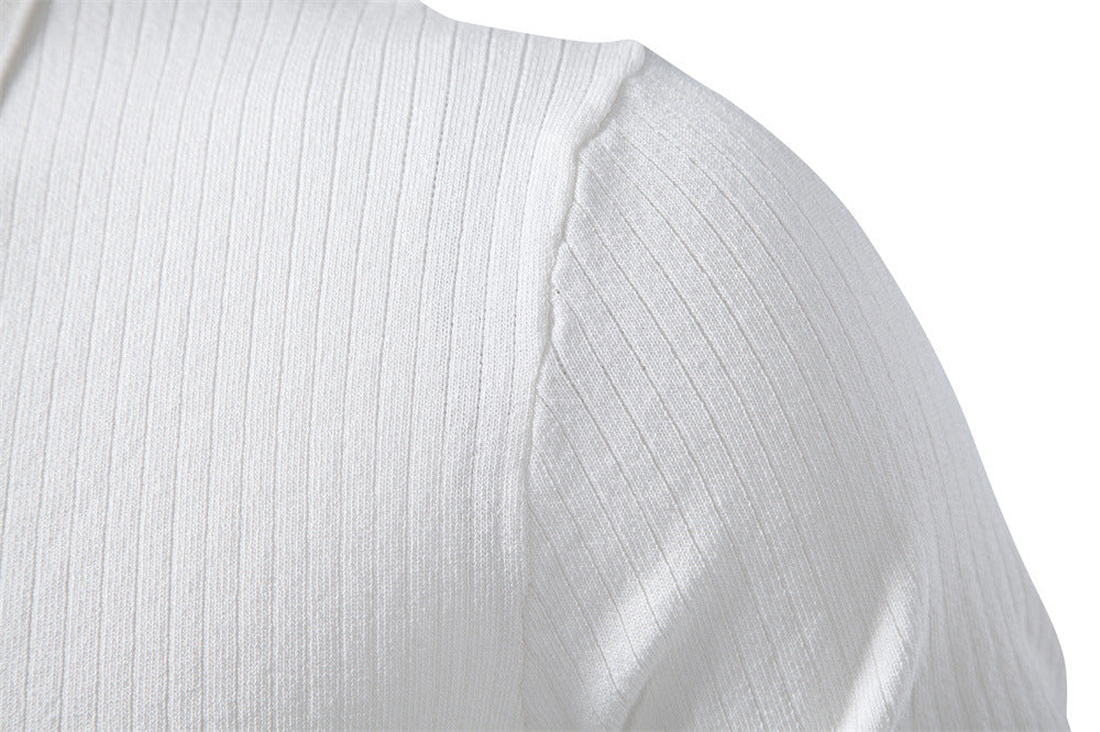 Men’s Classic Ribbed Knit Polo Shirt-thumbmail-32