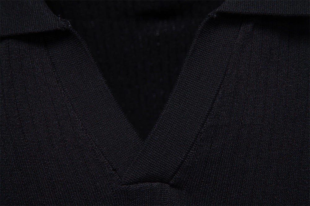 Men’s Classic Ribbed Knit Polo Shirt-thumbmail-18