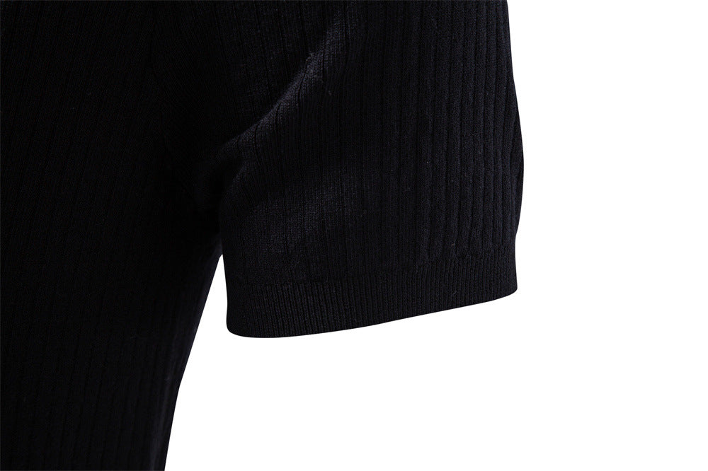 Men’s Classic Ribbed Knit Polo Shirt-thumbmail-19