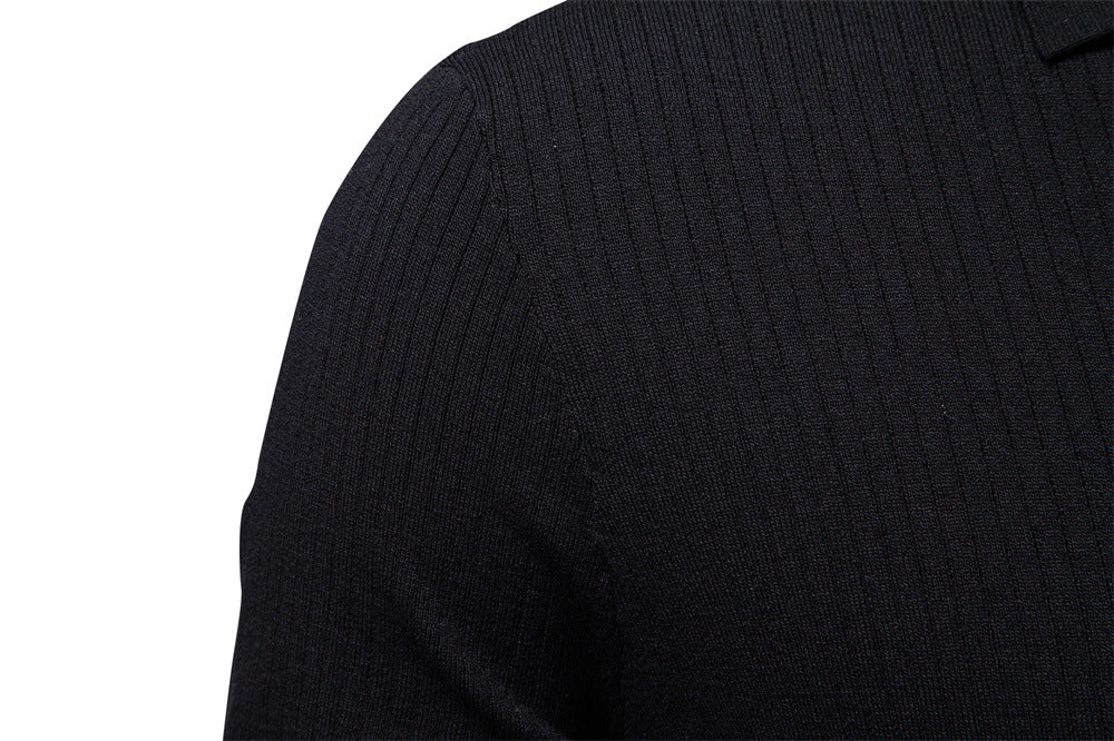 Men’s Classic Ribbed Knit Polo Shirt-thumbmail-22