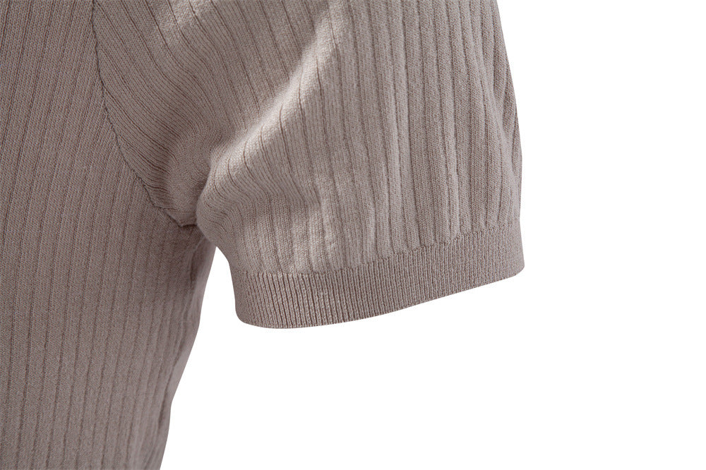 Men’s Classic Ribbed Knit Polo Shirt-thumbmail-13