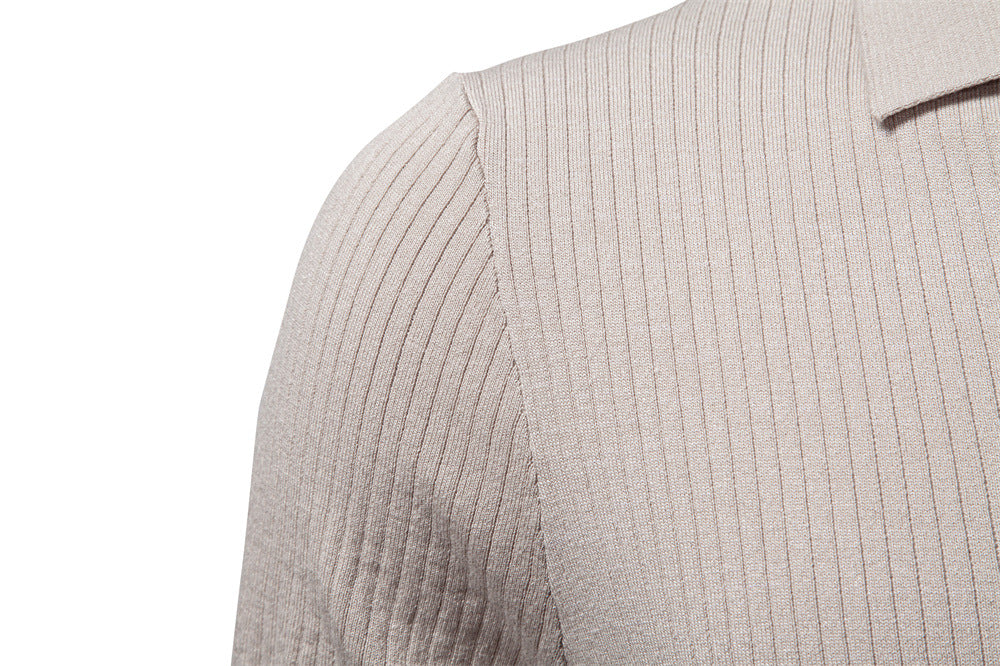 Men’s Classic Ribbed Knit Polo Shirt-thumbmail-12