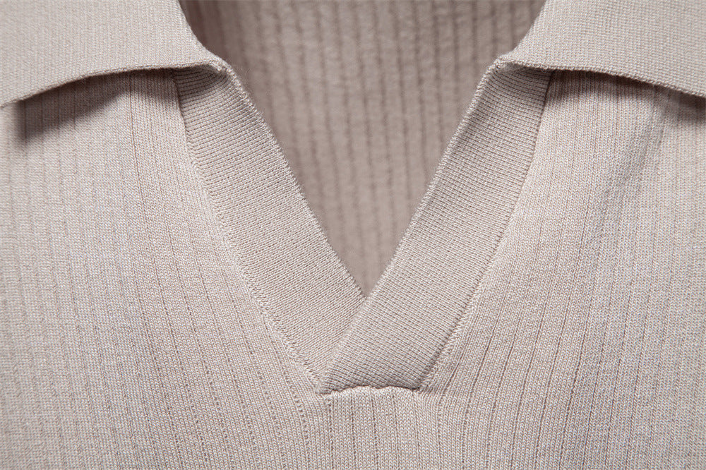 Men’s Classic Ribbed Knit Polo Shirt-thumbmail-11