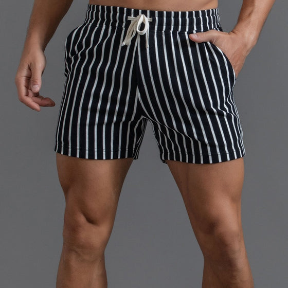 Men’s Striped Drawstring Casual Shorts