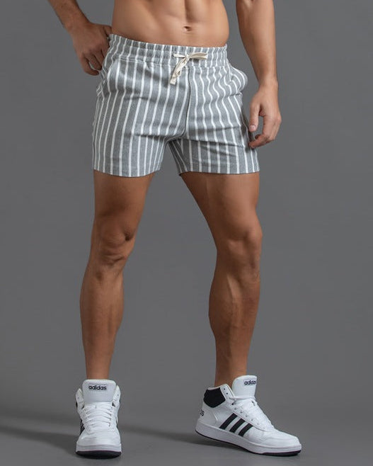 Men’s Striped Drawstring Casual Shorts-thumbmail-2