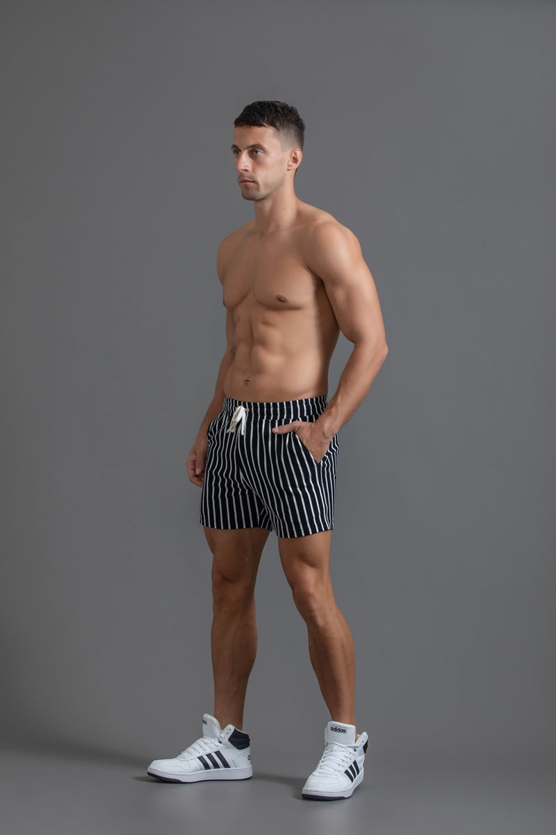 Men’s Striped Drawstring Casual Shorts-thumbmail-11