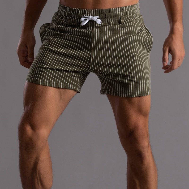 Men’s Minimal Striped Elastic Waist Shorts-thumbmail-3