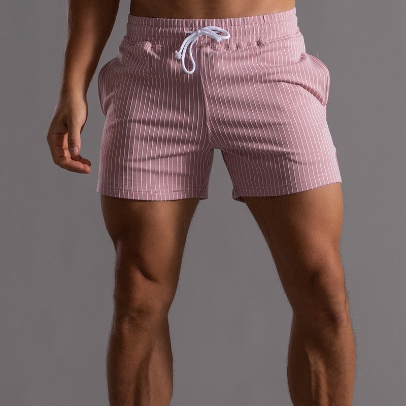 Men’s Minimal Striped Elastic Waist Shorts-thumbmail-4