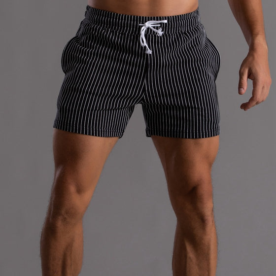 Men’s Minimal Striped Elastic Waist Shorts