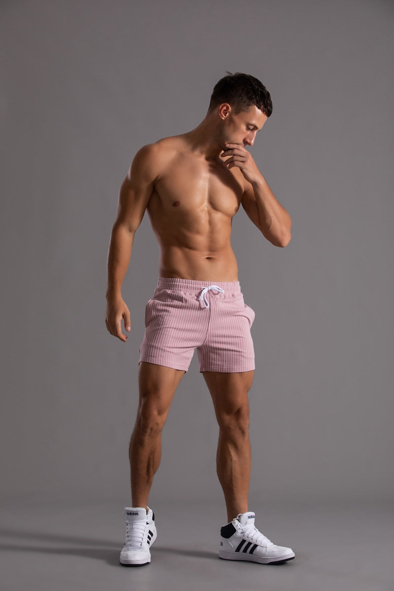 Men’s Minimal Striped Elastic Waist Shorts-thumbmail-17