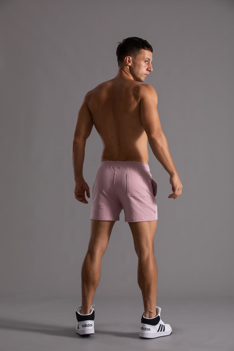 Men’s Minimal Striped Elastic Waist Shorts-thumbmail-20