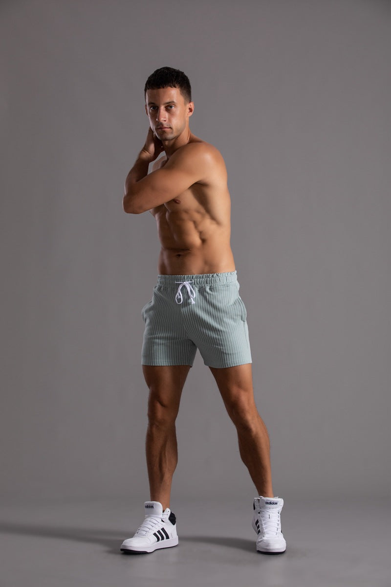 Men’s Minimal Striped Elastic Waist Shorts-thumbmail-23